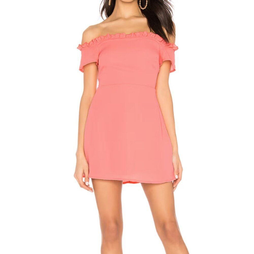 Superdown Dulipa Off Shoulder Dress in Coral Size Small